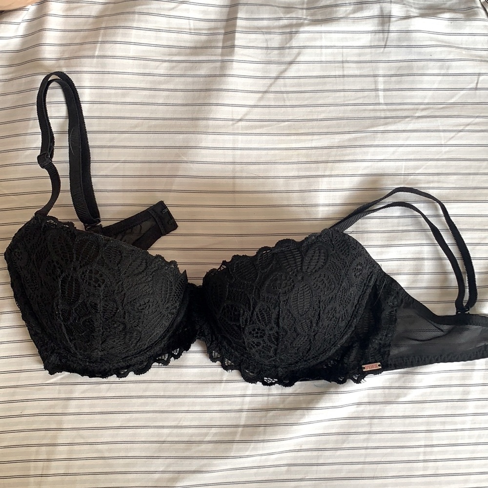 PINK Black Strapless Bra